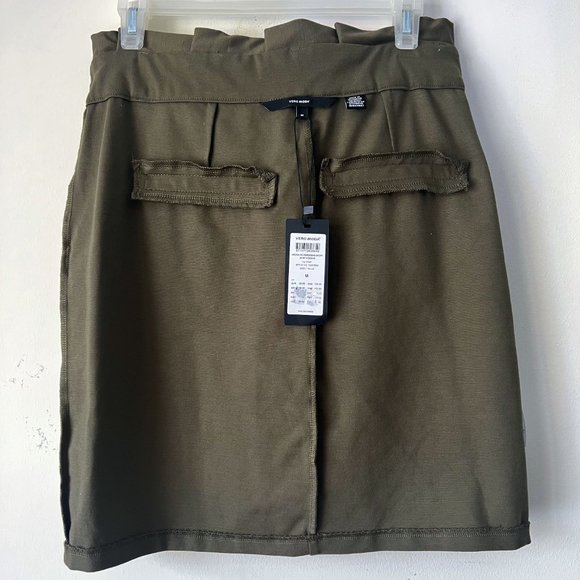 New! High-Waisted Paperbag Mini Safari color Skirt, Size M - Picture 12 of 16